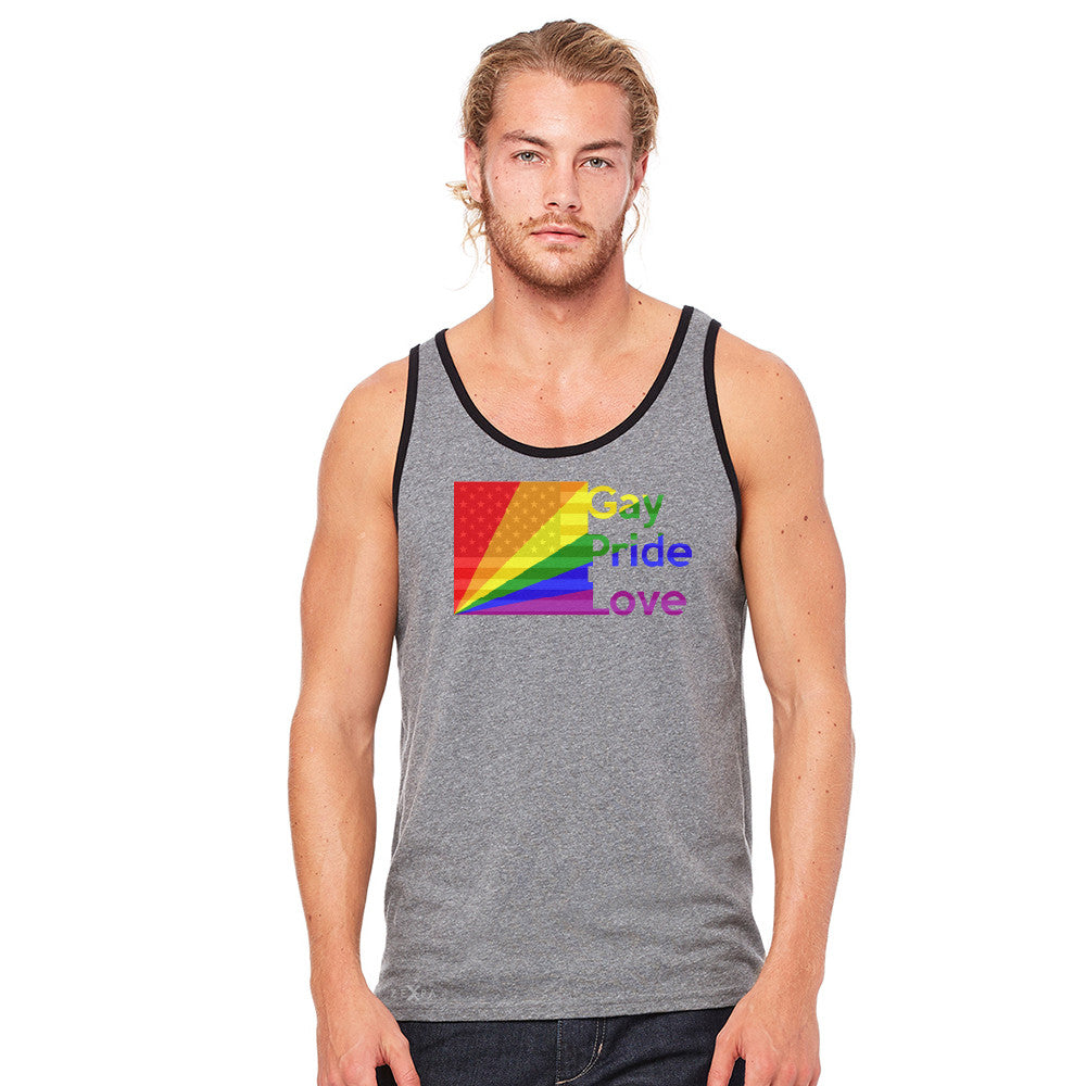 Zexpa Apparel™ American - Rainbow Flag  Gay Pride Love Men's Jersey Tank Pride Sleeveless - Zexpa Apparel Halloween Christmas Shirts