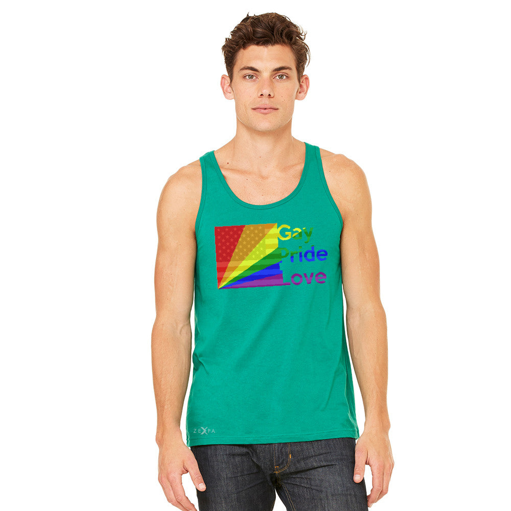Zexpa Apparel™ American - Rainbow Flag  Gay Pride Love Men's Jersey Tank Pride Sleeveless - Zexpa Apparel Halloween Christmas Shirts