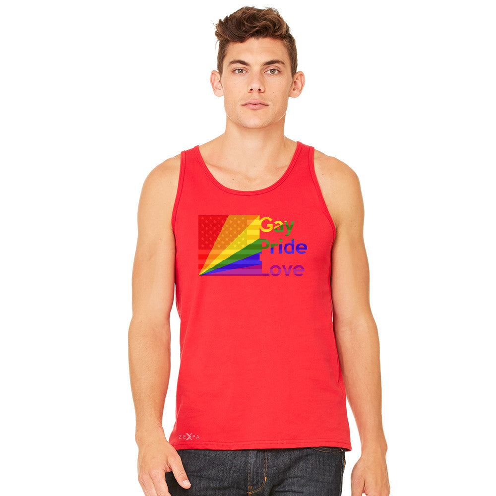 Zexpa Apparel™ American - Rainbow Flag  Gay Pride Love Men's Jersey Tank Pride Sleeveless - Zexpa Apparel Halloween Christmas Shirts