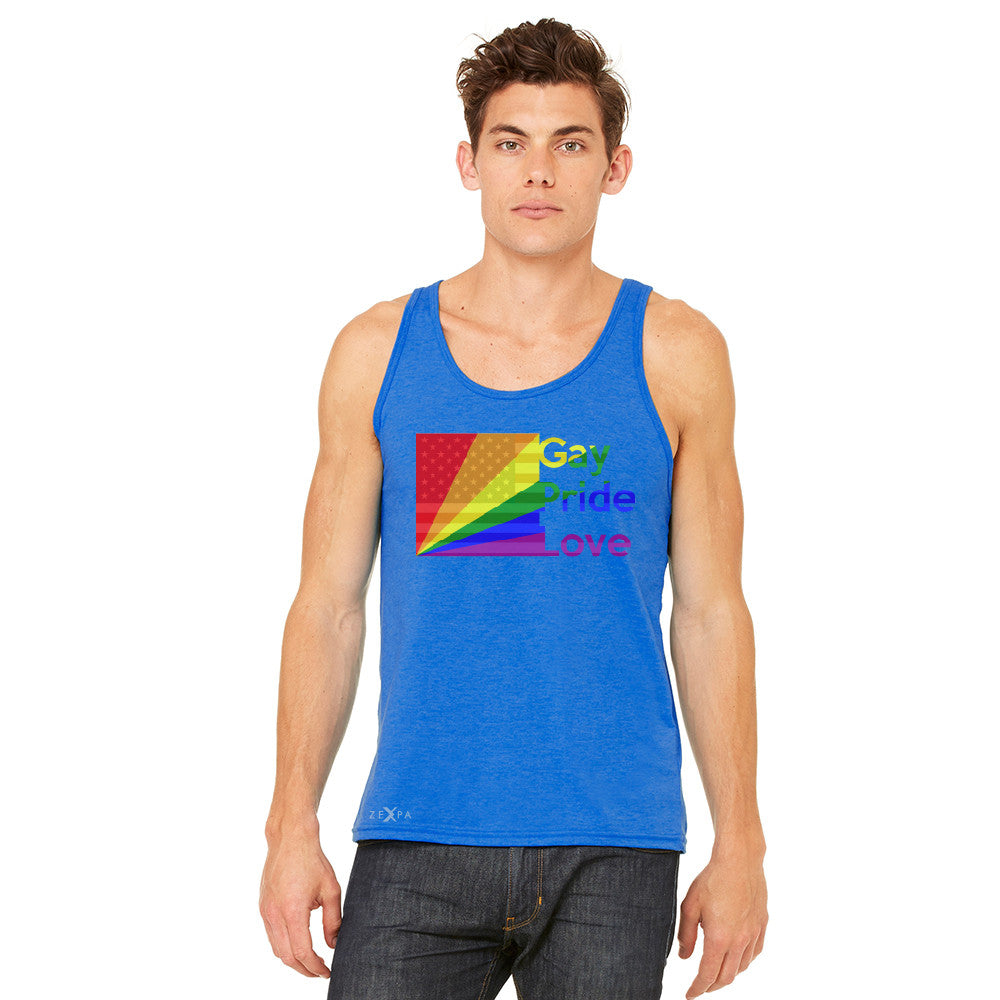 Zexpa Apparel™ American - Rainbow Flag  Gay Pride Love Men's Jersey Tank Pride Sleeveless - Zexpa Apparel Halloween Christmas Shirts