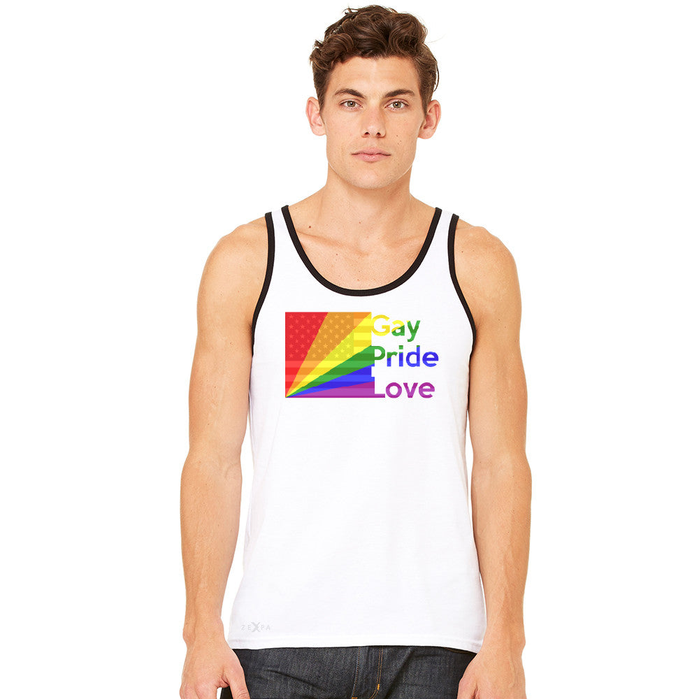 Zexpa Apparel™ American - Rainbow Flag  Gay Pride Love Men's Jersey Tank Pride Sleeveless - Zexpa Apparel Halloween Christmas Shirts