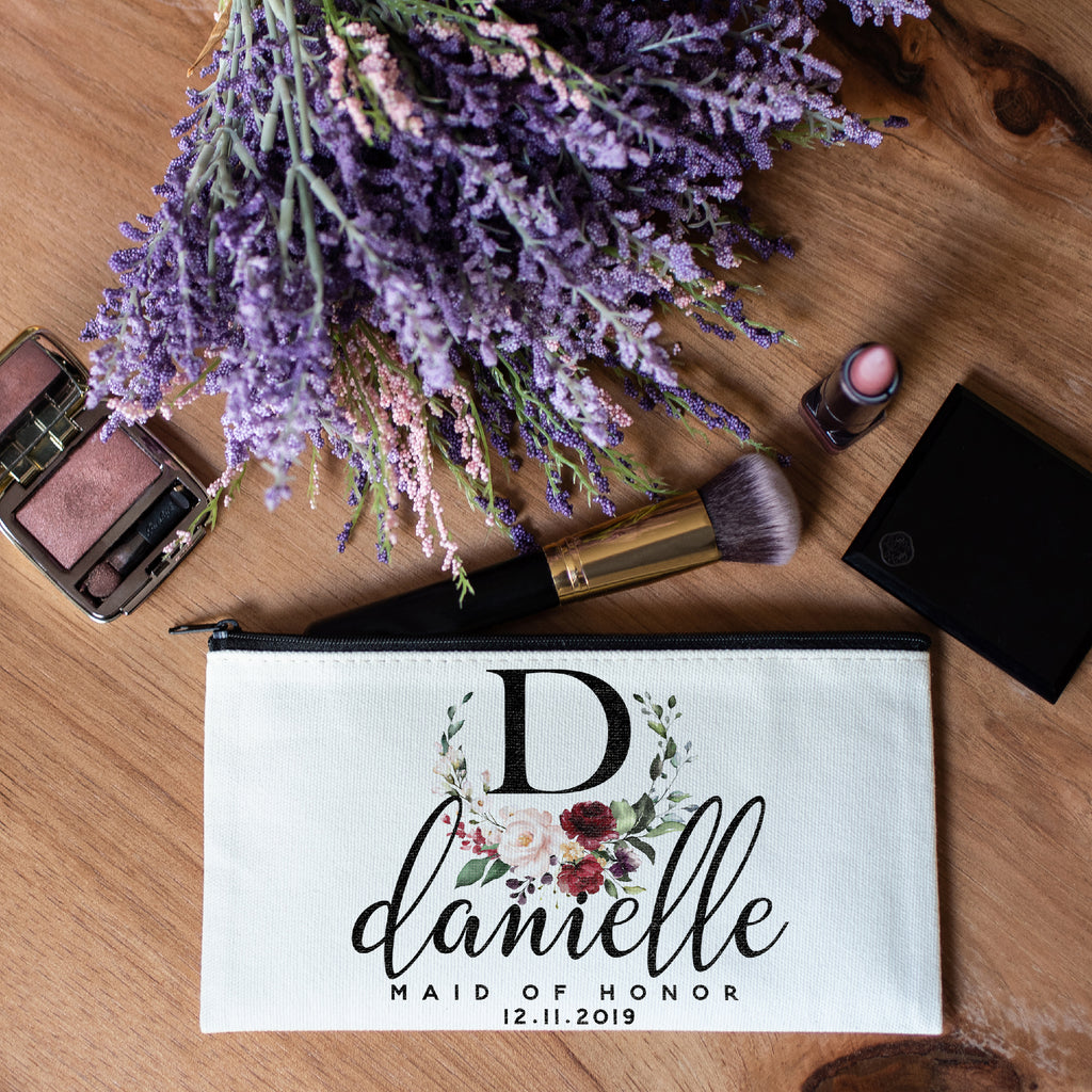 Personalized Makeup Bag Bridesmaid | Wedding Customized Pouch | Bachelorette Party Cosmetic Case |Toiletries Hndy Organizer with Zipper|Events Parties Baby Shower Anniversary Christmas Gift|Desging #2