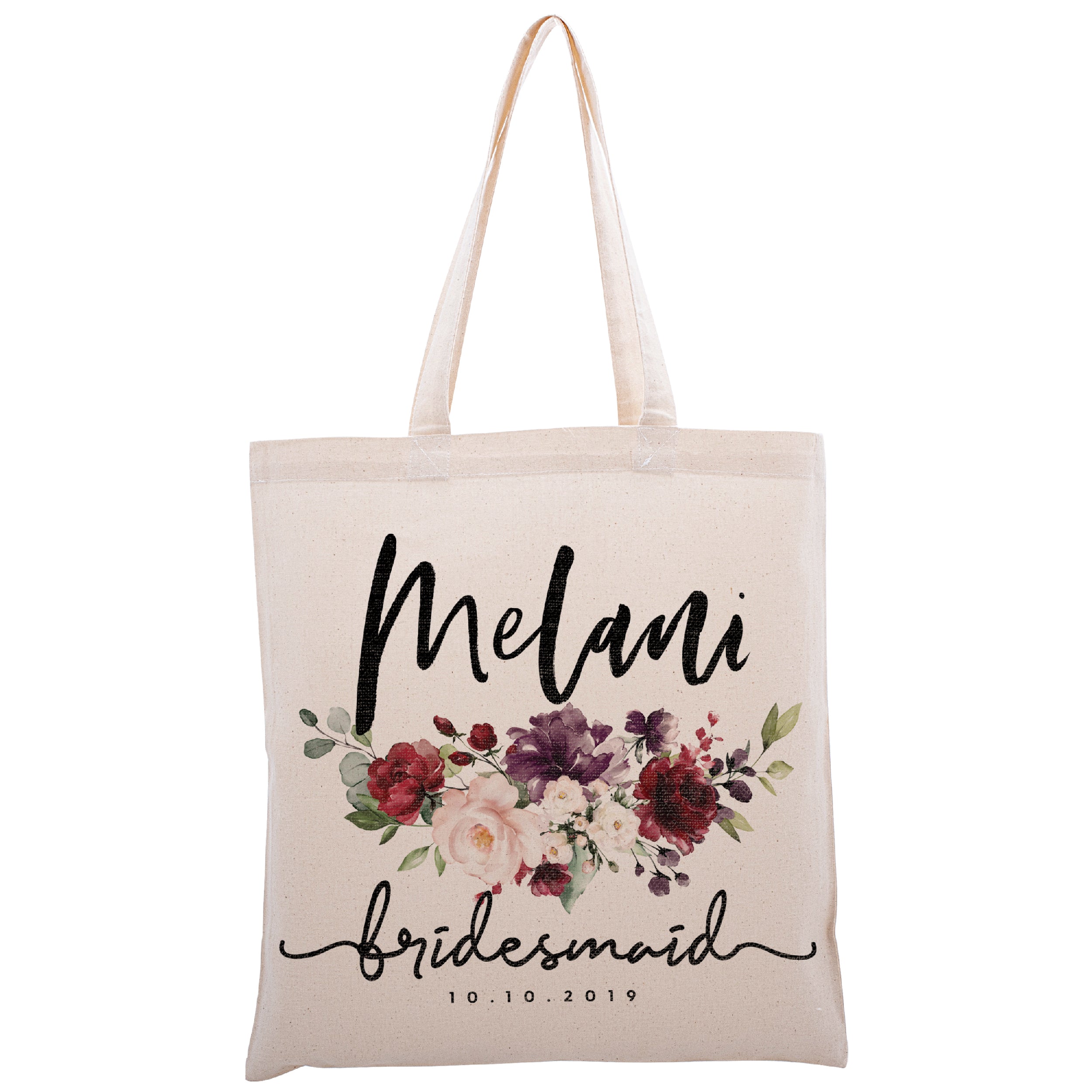 Canvas Bridal Party Tote Bag with Mason Jar - Personalized Brides