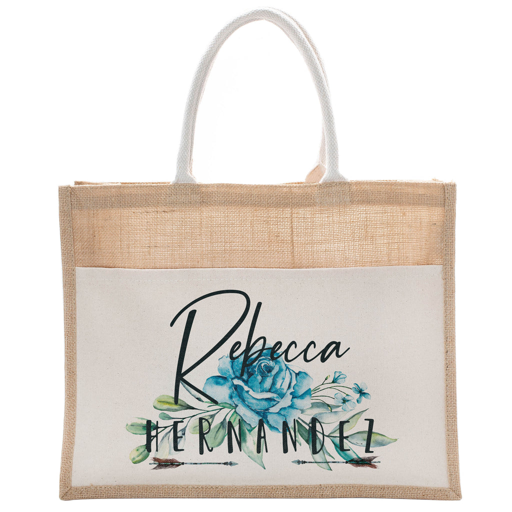 Personalized Luxury Totebag | Cusomized Floral Cotton Canvas Tote Bag For Bachelorette Party Beach Workout Yoga Pilates Vacation Bridesmaid and Daily Use Totes Design #3