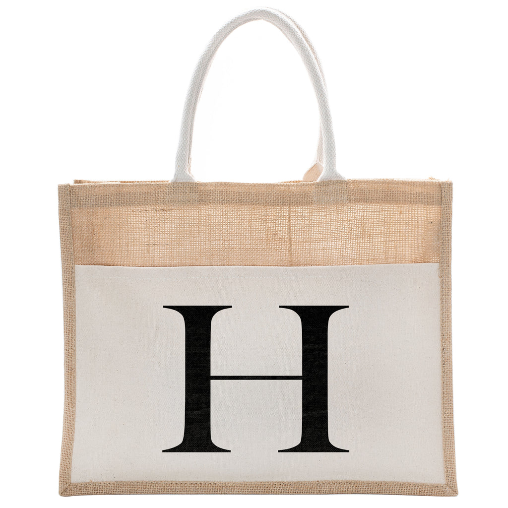 Daily Use Canvas Tote Bag With Initial For Beach Workout Yoga Vacation Gym | Luxury Totes Gift for Christmas Events and Parties