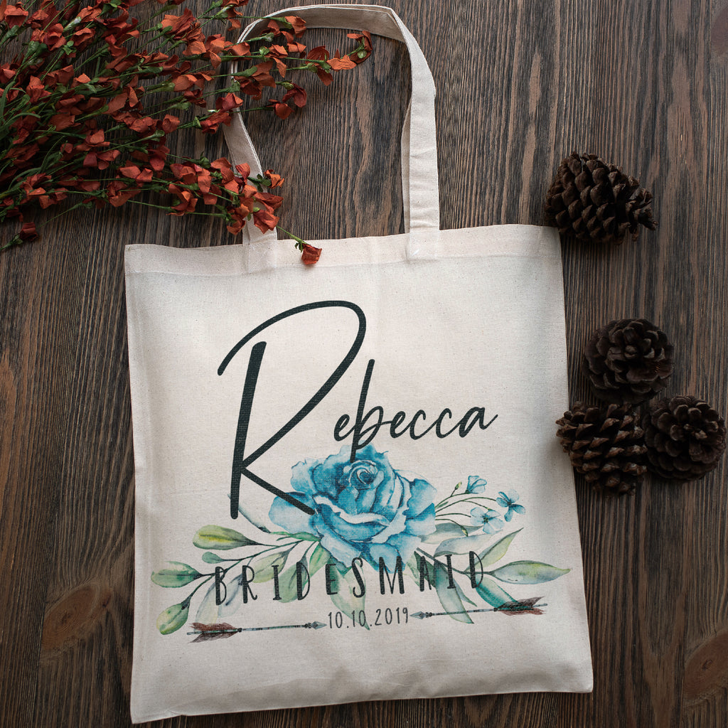 Personalized Tote Bag For Bridesmaids Wedding | Customized Bachelorette Party Bag | Baby Shower and Events Totes |Design #3
