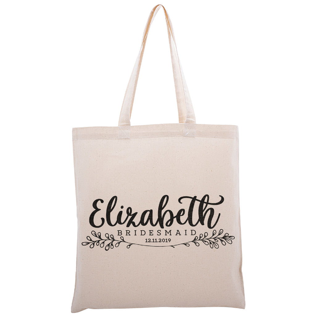 Personalized Tote Bag For Bridesmaids Wedding | Customized Bachelorette Party Bag | Baby Shower and Events Totes |Design #19