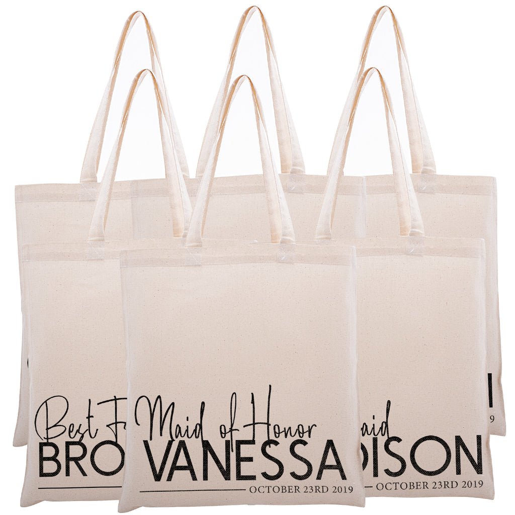 Personalized Tote Bag For Bridesmaids Wedding | Customized Bachelorette Party Bag | Baby Shower and Events Totes |Design #18