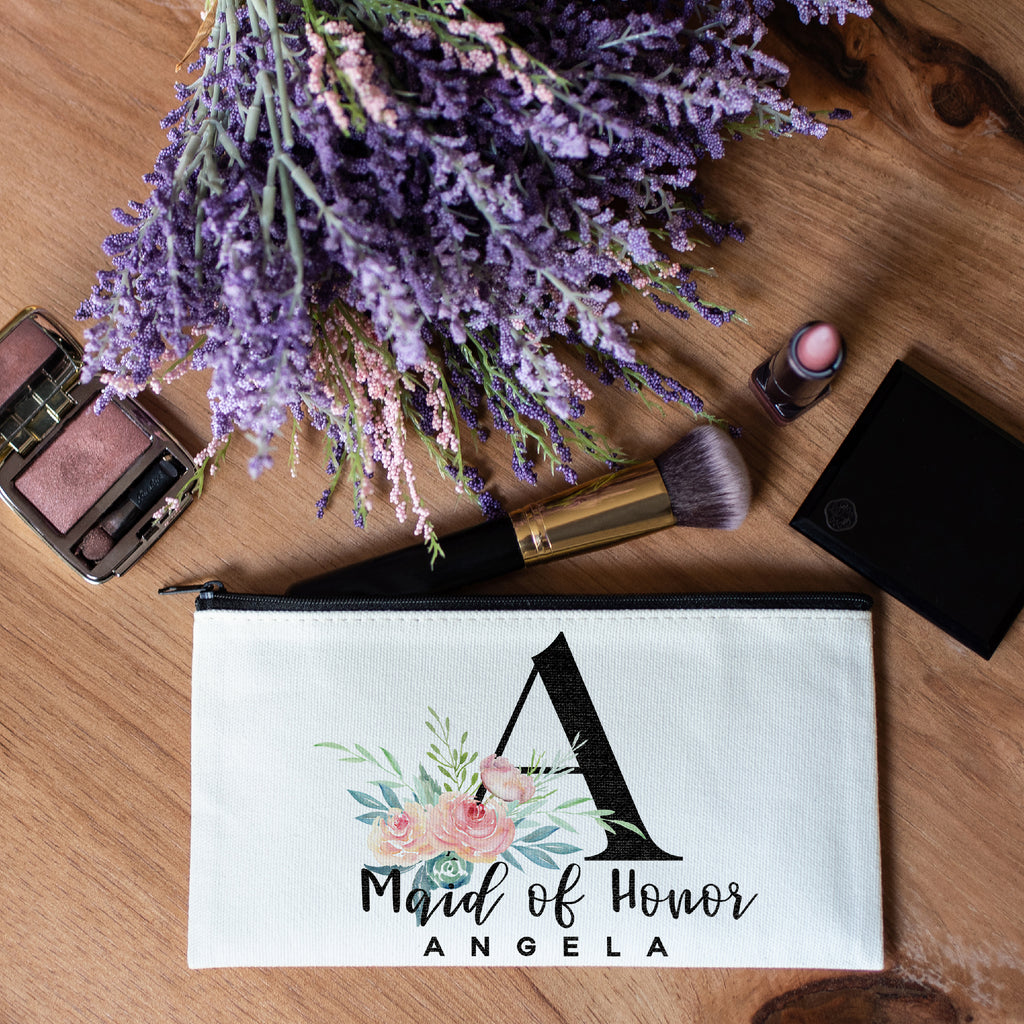 Personalized Makeup Bag Bridesmaid | Wedding Customized Pouch | Bachelorette Party Cosmetic Case |Toiletries Hndy Organizer with Zipper|Events Parties Baby Shower Anniversary Christmas Gift|Desging #4
