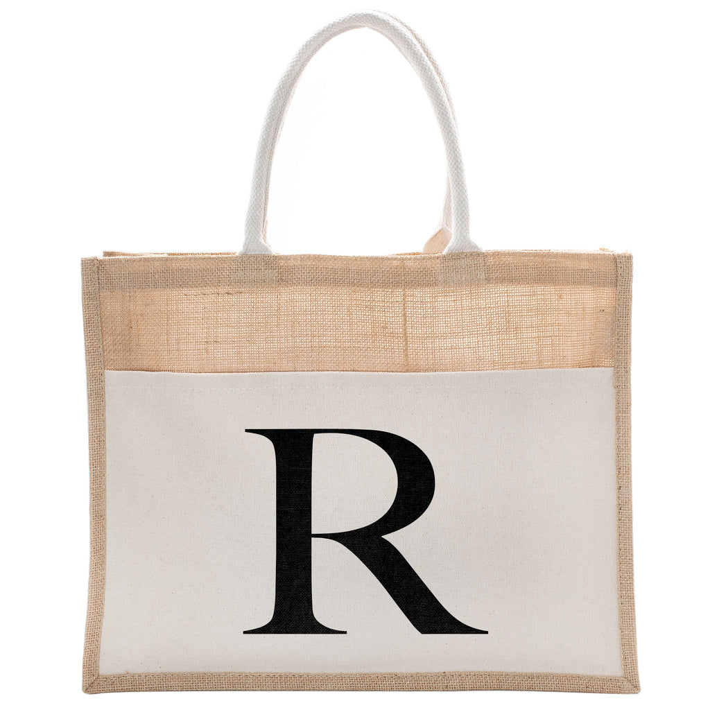 Daily Use Canvas Tote Bag With Initial For Beach Workout Yoga Vacation Gym | Luxury Totes Gift for Christmas Events and Parties