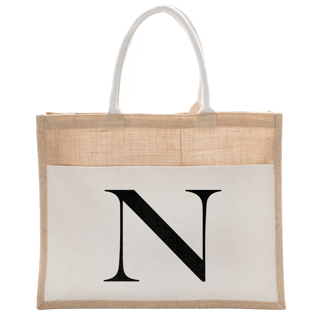 Daily Use Canvas Tote Bag With Initial For Beach Workout Yoga Vacation Gym | Luxury Totes Gift for Christmas Events and Parties