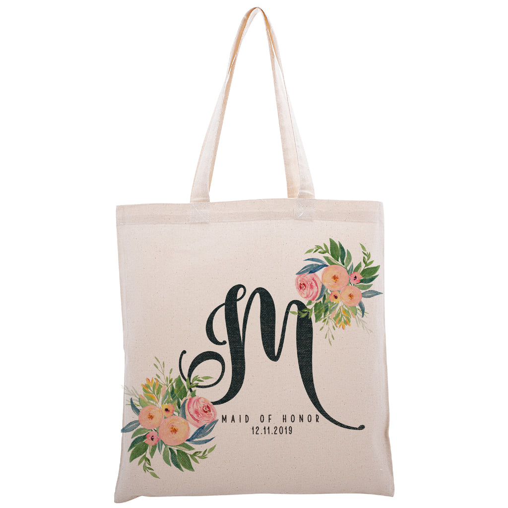 Personalized Tote Bag For Bridesmaids Wedding | Customized Bachelorette Party Bag | Baby Shower and Events Totes |Design #1