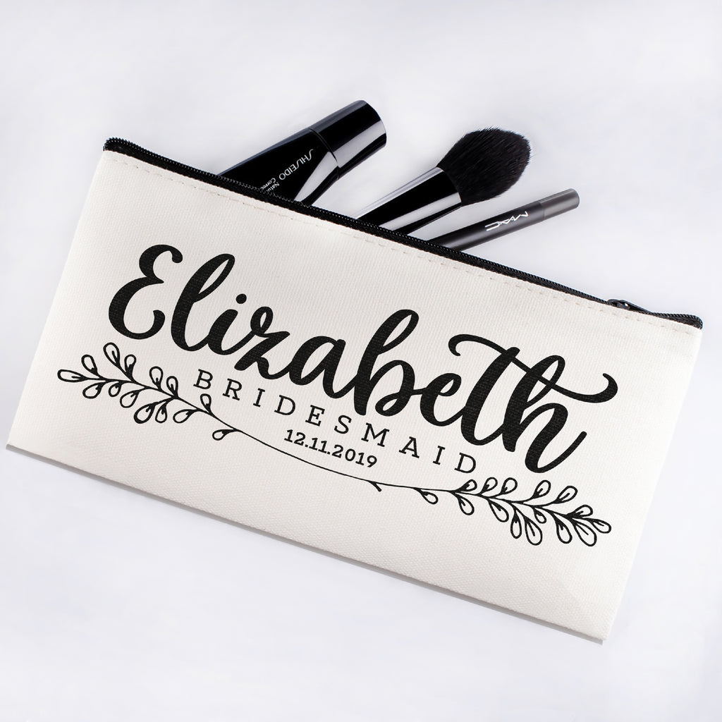 Personalized Makeup Bag Bridesmaid | Wedding Customized Pouch | Bachelorette Party Cosmetic Case |Toiletries Hndy Organizer with Zipper|Events Parties Baby Shower Anniversary Christmas Gift|Desging #19