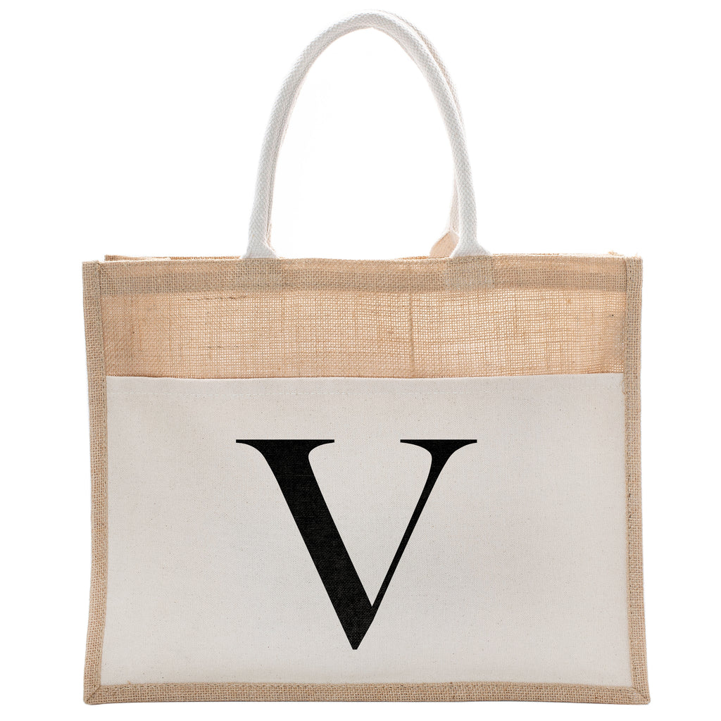 Daily Use Canvas Tote Bag With Initial For Beach Workout Yoga Vacation Gym | Luxury Totes Gift for Christmas Events and Parties