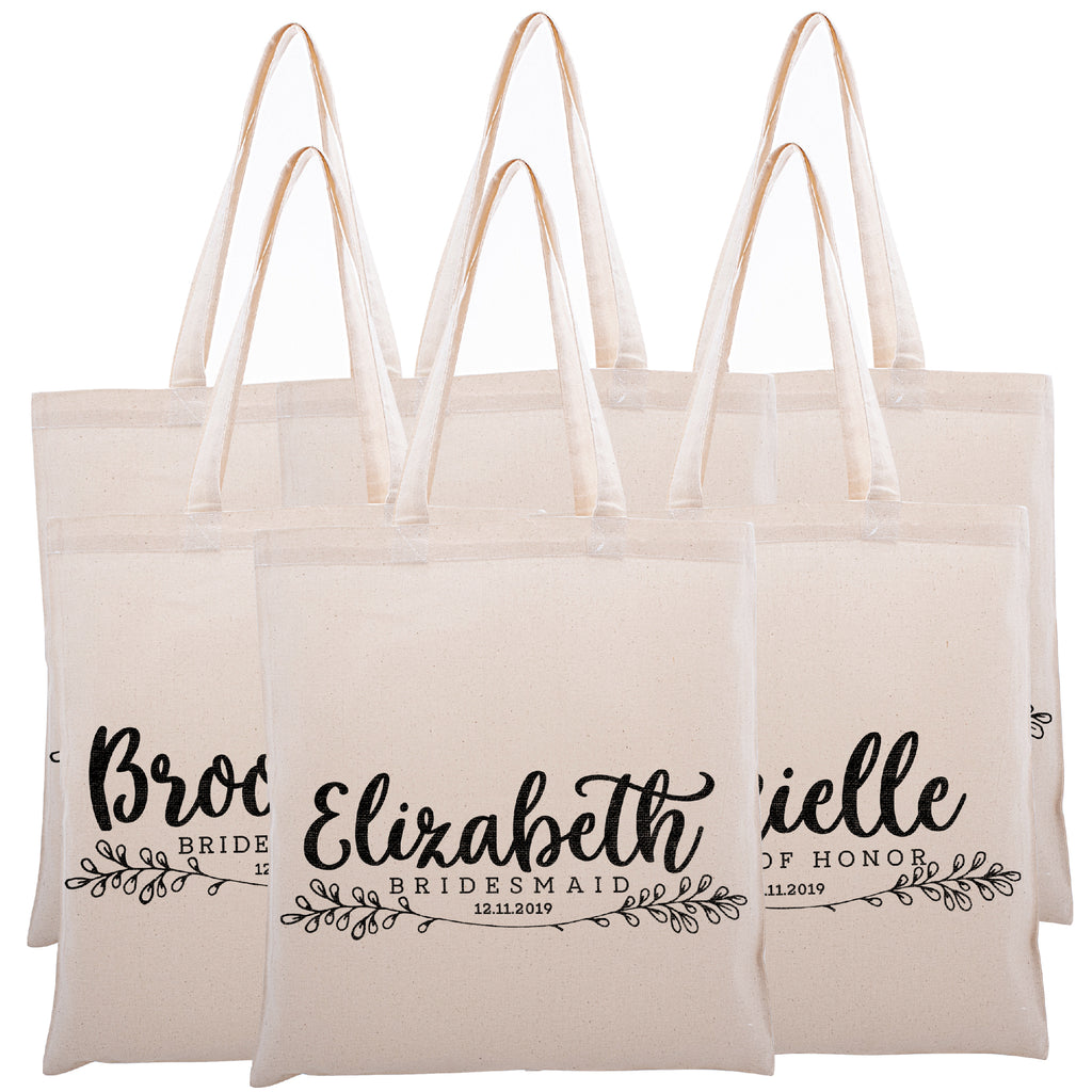 Personalized Tote Bag For Bridesmaids Wedding | Customized Bachelorette Party Bag | Baby Shower and Events Totes |Design #19