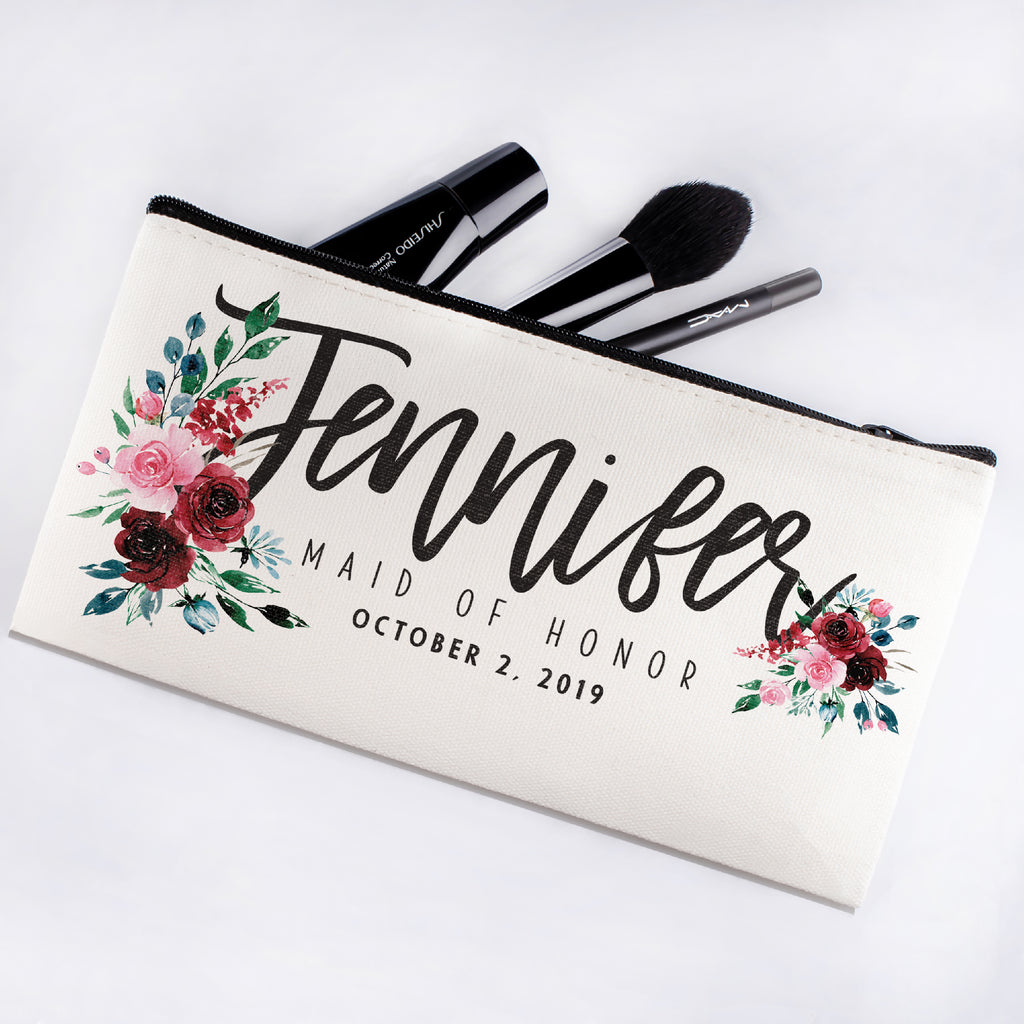 Personalized Makeup Bag Bridesmaid | Wedding Customized Pouch | Bachelorette Party Cosmetic Case |Toiletries Hndy Organizer with Zipper|Events Parties Baby Shower Anniversary Christmas Gift|Desging #11