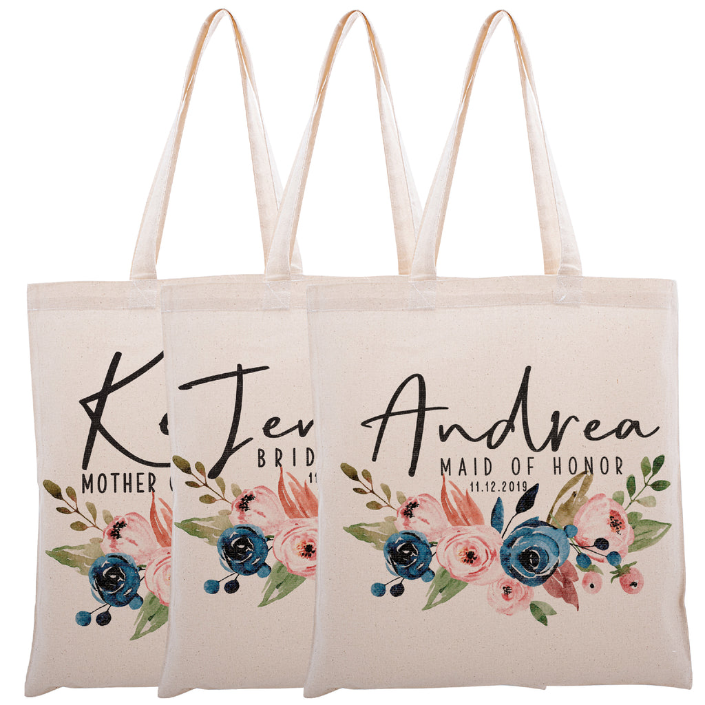 Personalized Tote Bag For Bridesmaids Wedding | Customized Bachelorette Party Bag | Baby Shower and Events Totes |Design #12