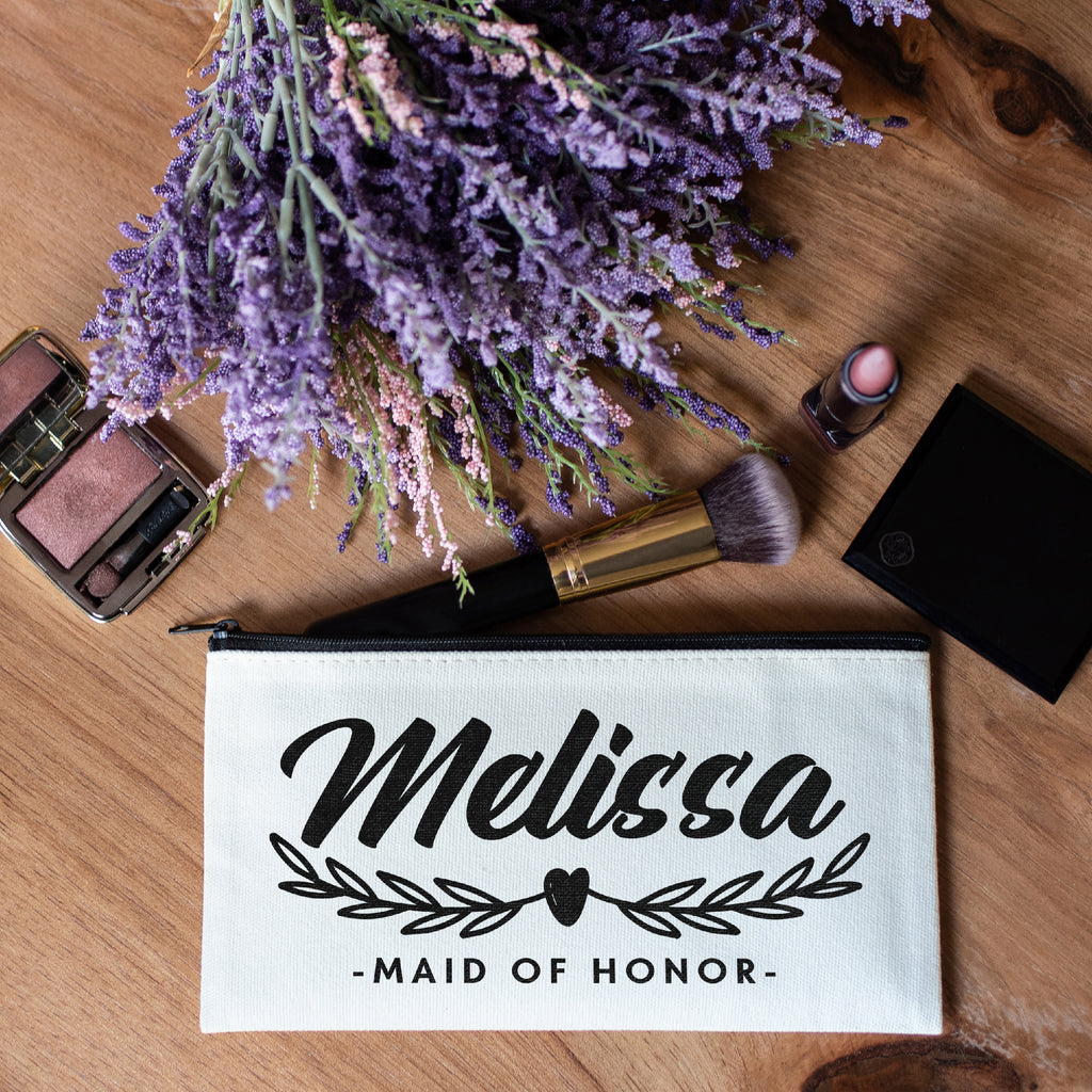 Personalized Makeup Bag Bridesmaid | Wedding Customized Pouch | Bachelorette Party Cosmetic Case |Toiletries Hndy Organizer with Zipper|Events Parties Baby Shower Anniversary Christmas Gift|Desging #20
