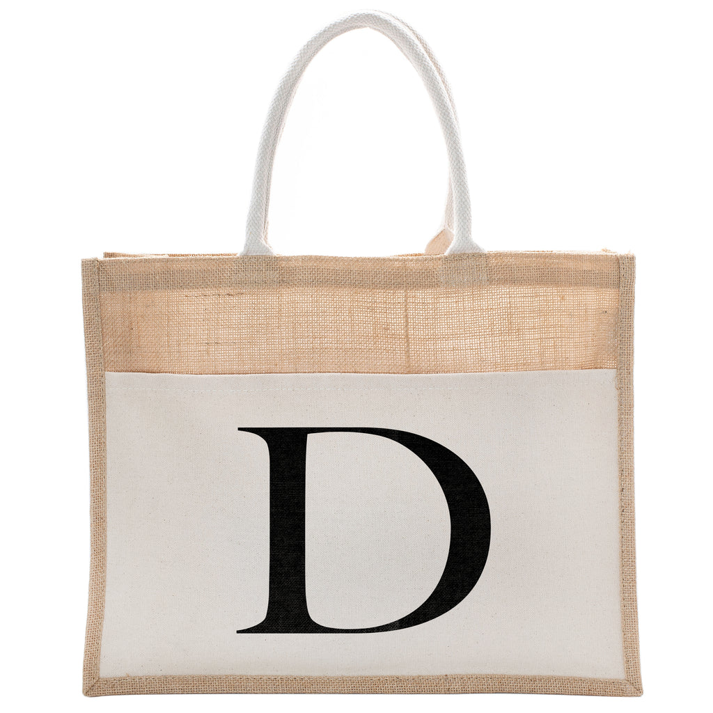 Daily Use Canvas Tote Bag With Initial For Beach Workout Yoga Vacation Gym | Luxury Totes Gift for Christmas Events and Parties