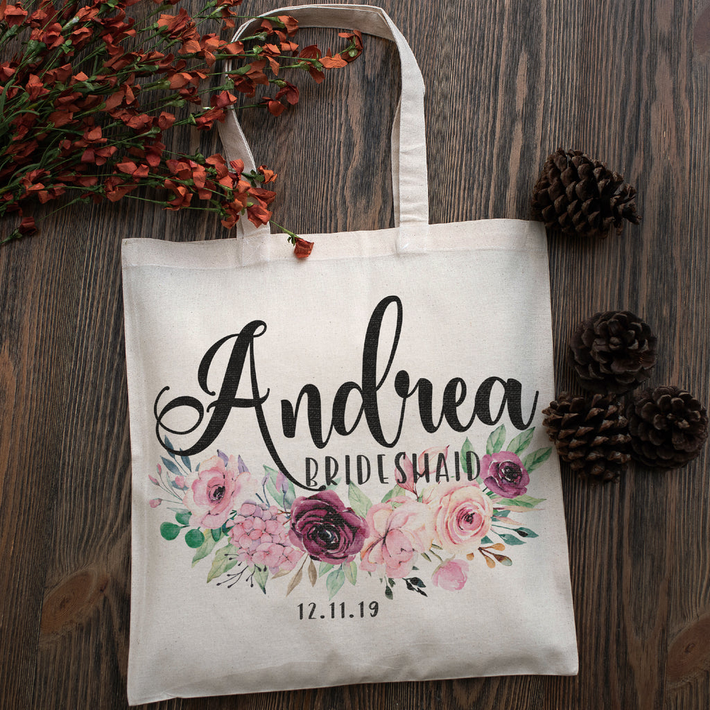 Personalized Tote Bag For Bridesmaids Wedding | Customized Bachelorette Party Bag | Baby Shower and Events Totes |Design #10